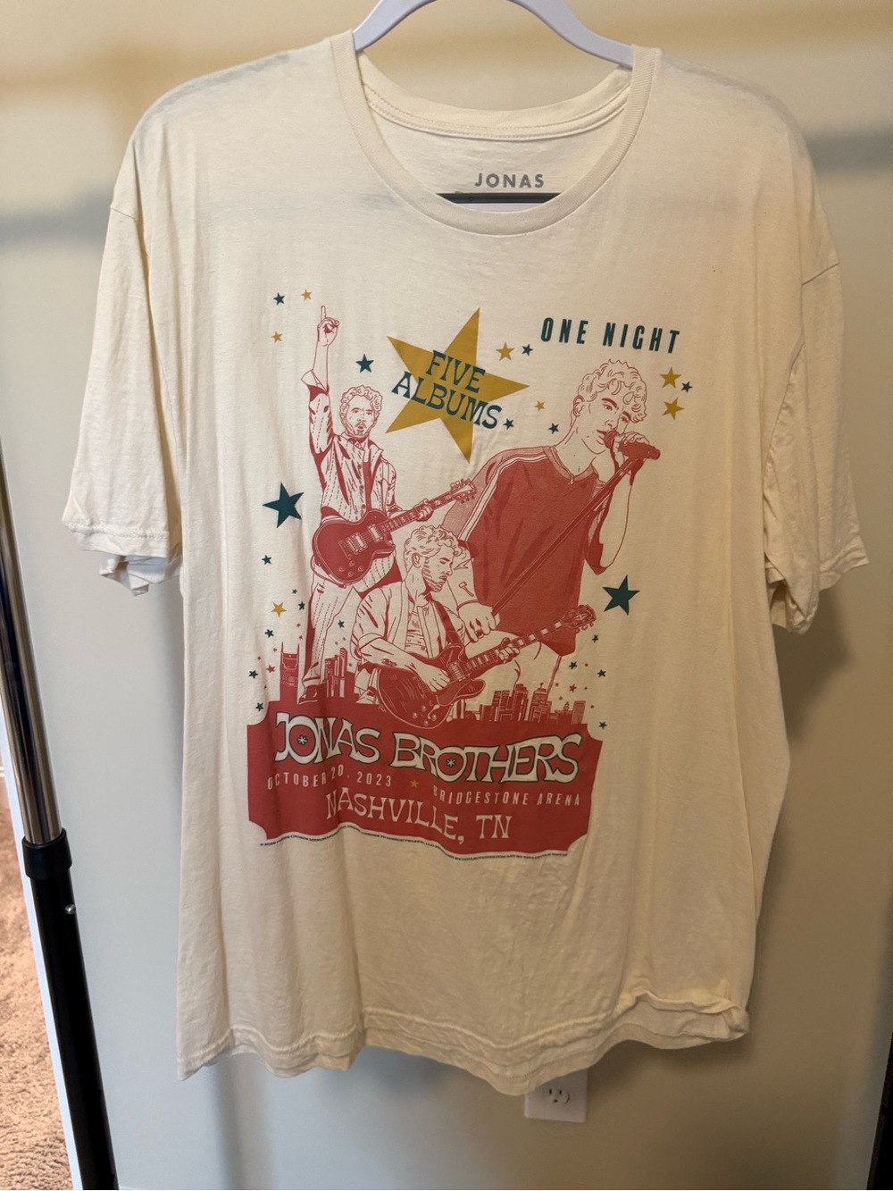 Jonas Brothers Cream Short Sleeve Graphic Tee - Nashville Tour